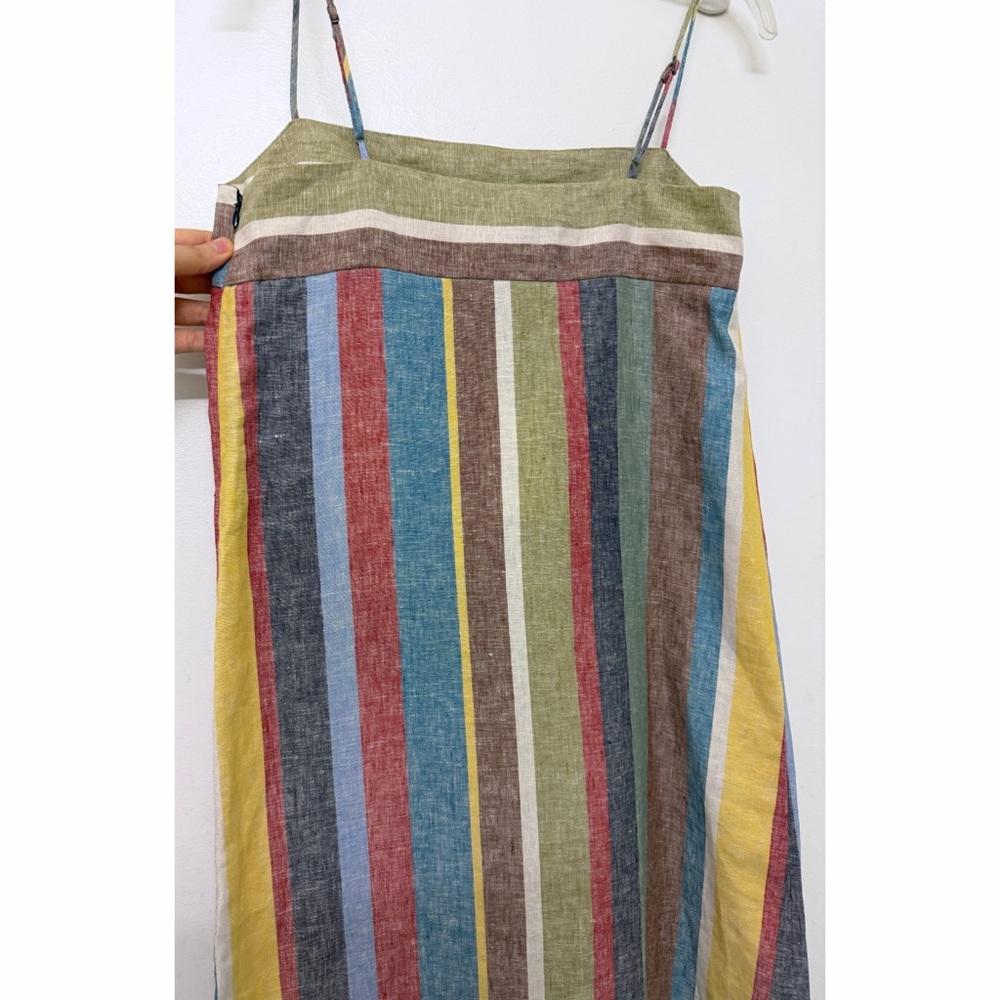 NWT Staud Laura Linen Maxi Dress Market Stripe Colorful Rainbow Sundress S - Picture 9 of 11